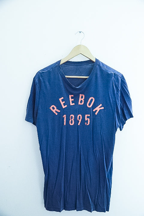 Vintage Reebok 1895 print blue mens medium tees