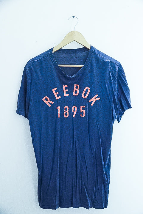 Vintage Reebok 1895 print blue mens medium tees