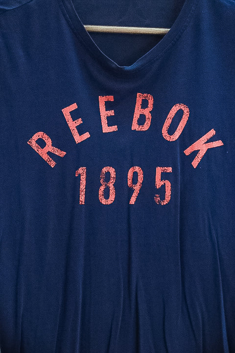Vintage Reebok 1895 print blue mens medium tees
