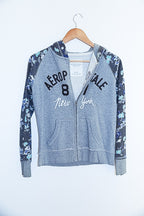 Vintage Aeropostale 87 New york print Xsmall full zip up grey hoodie