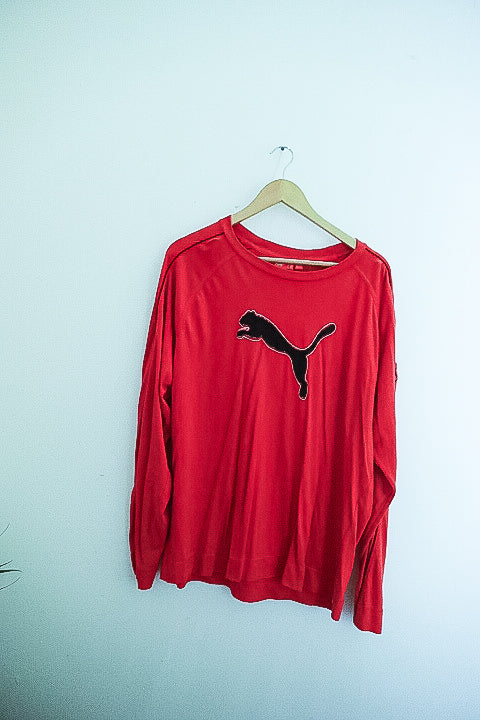 Vintage Puma Boys Ess Big Logo Red Sweatshirts XL