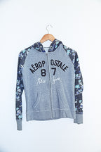 Vintage Aeropostale 87 New york print Xsmall full zip up grey hoodie