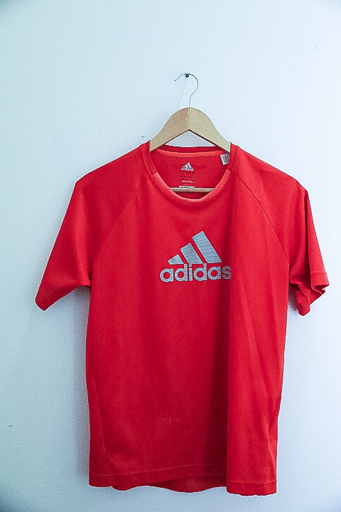 Vintage Adidas Big logo red small T-shirt