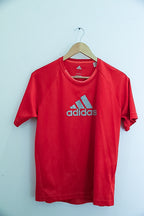 Vintage Adidas Big logo red small T-shirt
