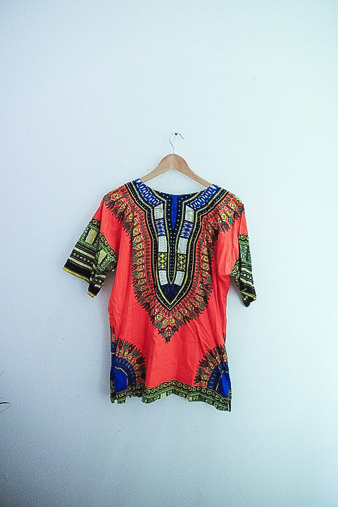 Vintage Tribal African Caftan Boho Unisex Small Top