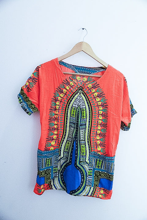 Vintage African dashiki orange small top