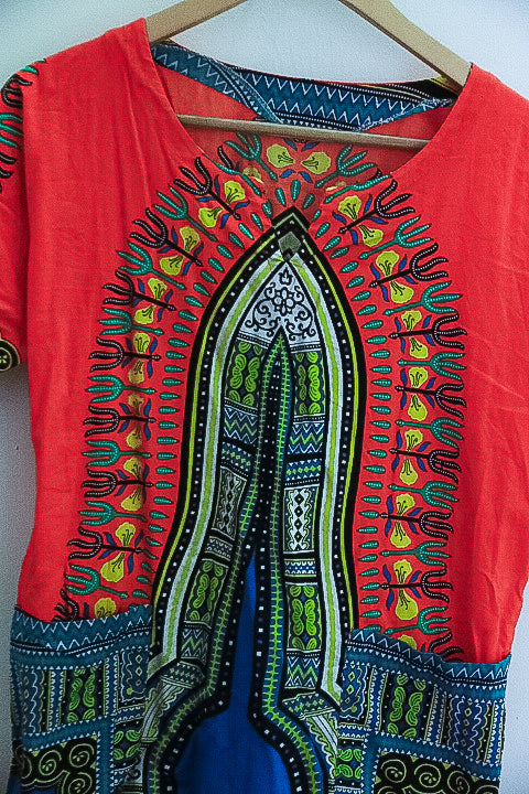 Vintage African dashiki orange small top