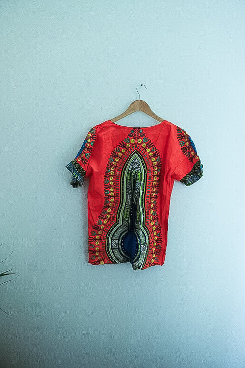 Vintage African dashiki orange small top