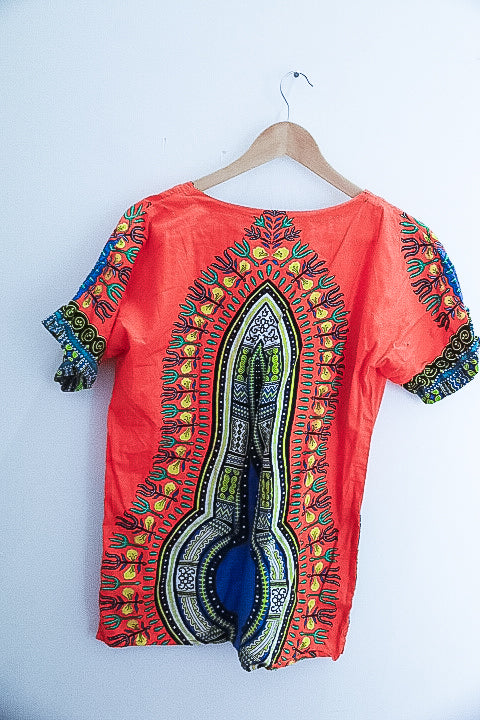 Vintage African dashiki orange small top