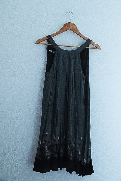 Vintage pepe jeans london womens khaki green embroidery sleeveless maxi dress