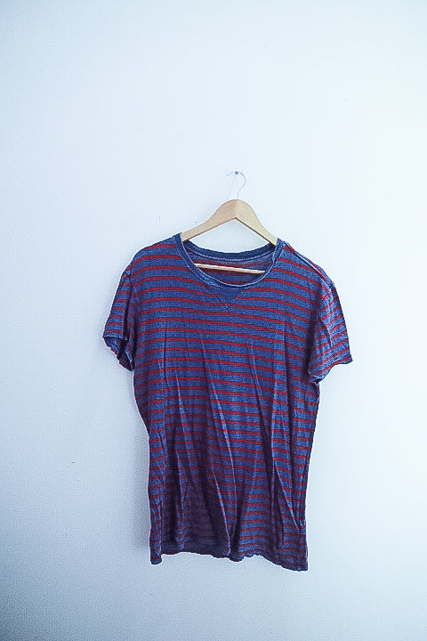 Vintage purple stripe crew neck mens tees XL