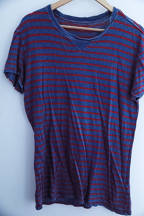 Vintage purple stripe crew neck mens tees XL