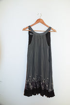 Vintage pepe jeans london womens khaki green embroidery sleeveless maxi dress