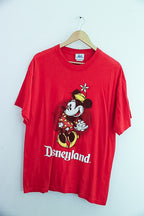 Vintage disneyland mickey mouse graphics red tees XL