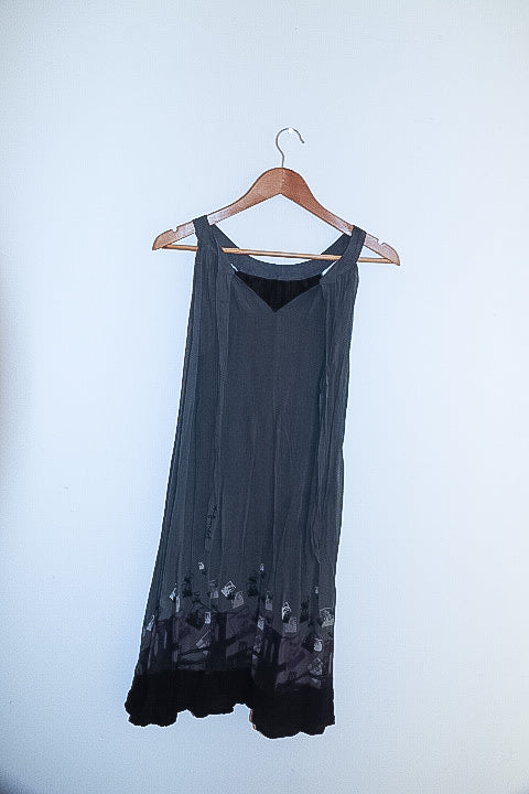 Vintage pepe jeans london womens khaki green embroidery sleeveless maxi dress