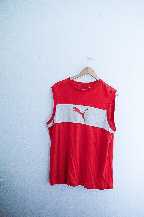 Vintage puma red sleeveless top XL