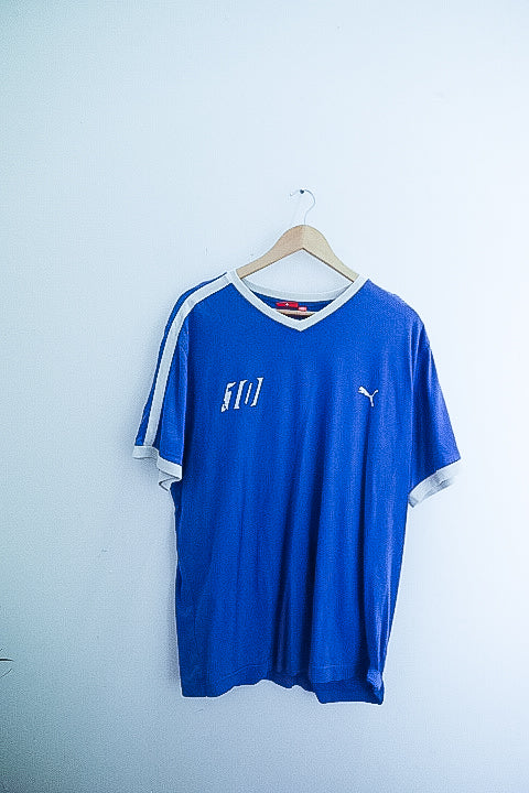 Vintage Italy football team puma vneck blue tees XL