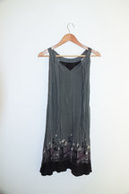 Vintage pepe jeans london womens khaki green embroidery sleeveless maxi dress