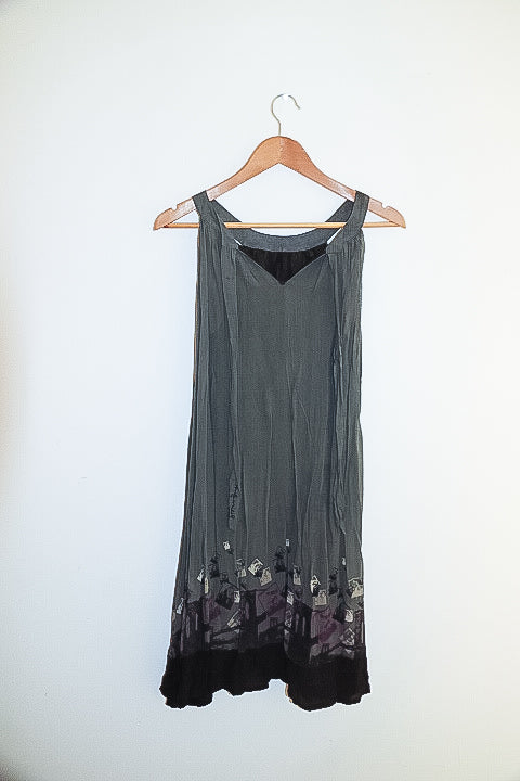 Vintage pepe jeans london womens khaki green embroidery sleeveless maxi dress