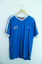 Vintage Italy football team puma vneck blue tees XL