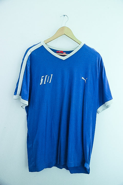 Vintage Italy football team puma vneck blue tees XL