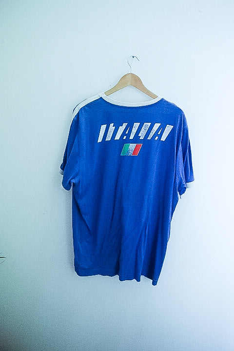 Vintage Italy football team puma vneck blue tees XL
