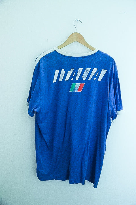 Vintage Italy football team puma vneck blue tees XL
