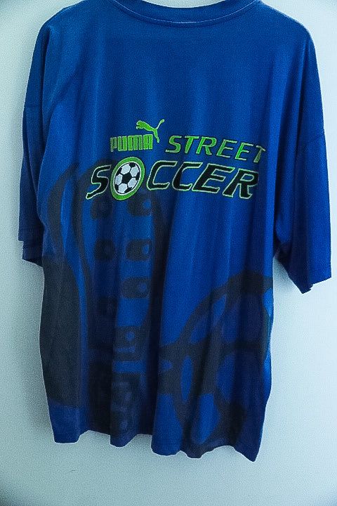 Vintage puma street soccer graphics blue mens tees XL