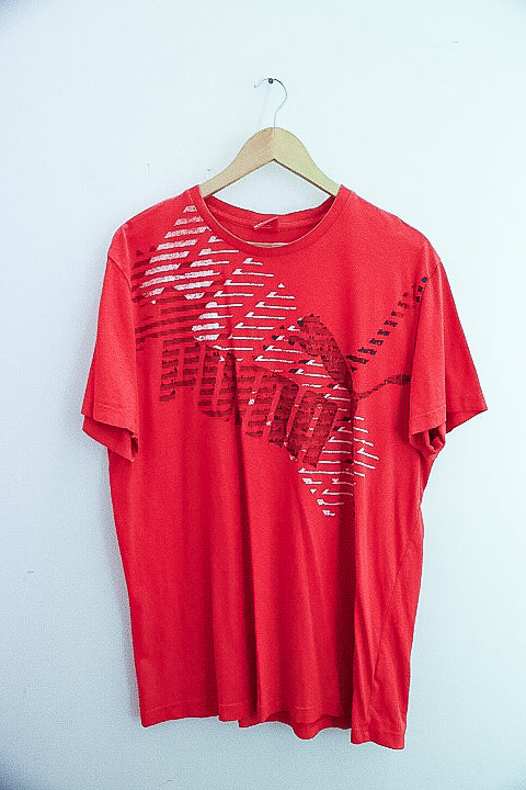 Vintage puma big logo graphics mens red tees XL