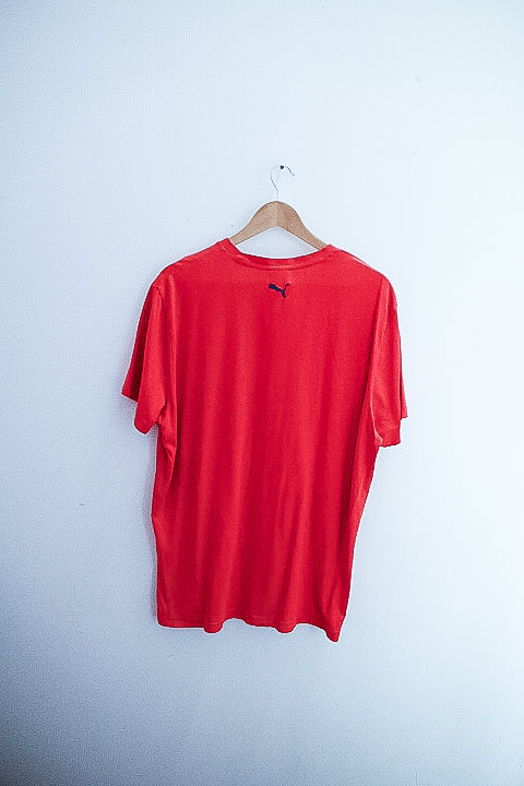 Vintage puma big logo graphics mens red tees XL
