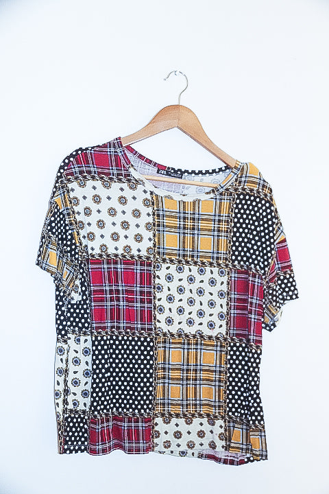 Vintage Zara Patchwork Printed T-shirt L