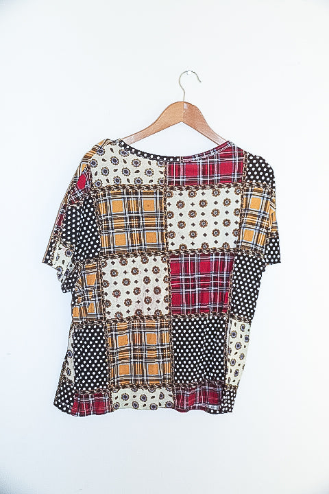 Vintage Zara Patchwork Printed T-shirt L