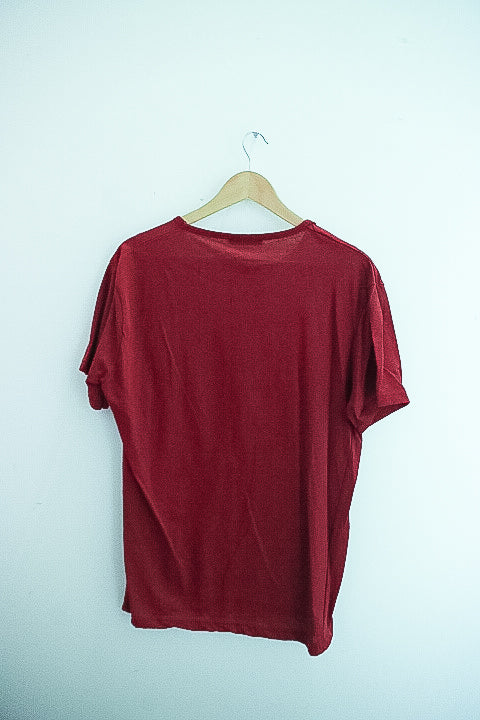 Vintage Erkek burgundy mens made in turkey tees XL