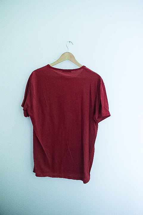 Vintage Erkek burgundy mens made in turkey tees XL
