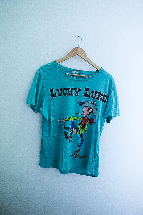 Vintage Lucky luke graphics large blue tshirt