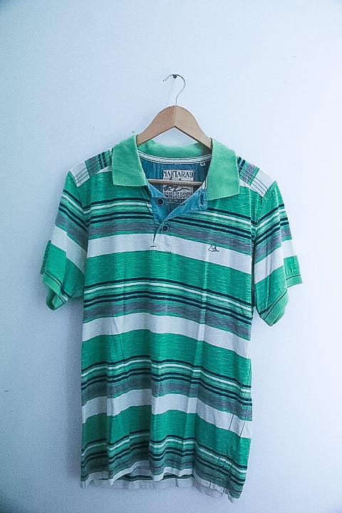 Vintage Mantary green stripped mens medium polo shirt