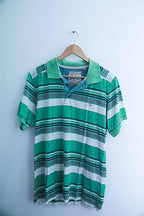 Vintage Mantary green stripped mens medium polo shirt