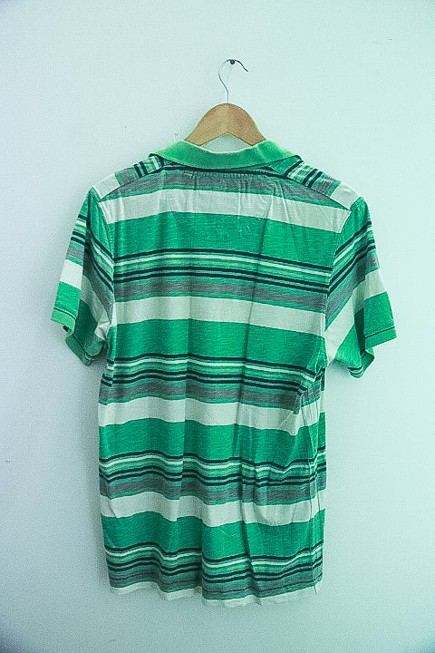 Vintage Mantary green stripped mens medium polo shirt