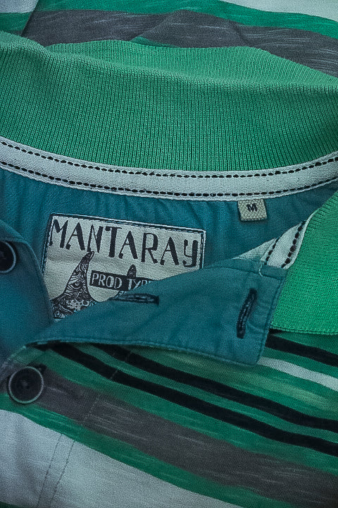 Vintage Mantary green stripped mens medium polo shirt