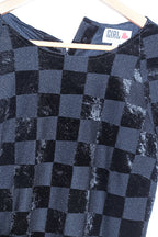 Vintage Girl love black checkered midi dress size 14