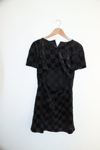 Vintage Girl love black checkered midi dress size 14
