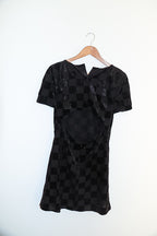 Vintage Girl love black checkered midi dress size 14