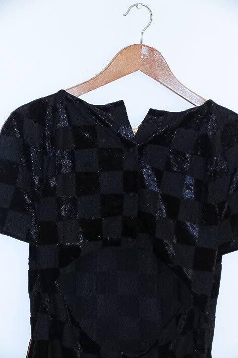 Vintage Girl love black checkered midi dress size 14