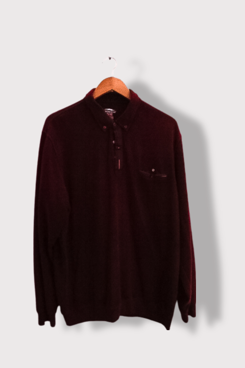 Vintage Caporrico sport wear red thick long sleeve polo shirt XXXL