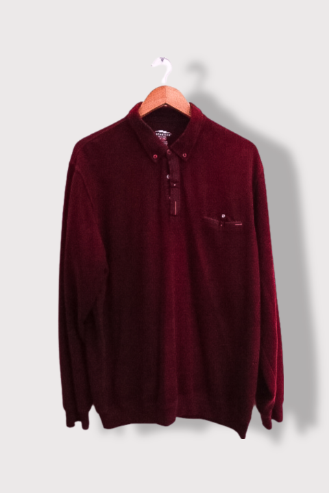 Vintage Caporrico sport wear red thick long sleeve polo shirt XXXL