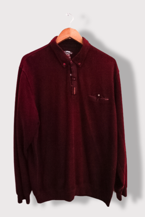 Vintage Caporrico sport wear red thick long sleeve polo shirt XXXL