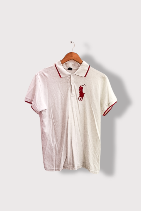 Vintage Polo ralph lauren white custom fit mens polo shirt XL