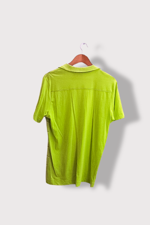 Vintage Puma neon green stripped regular fit polo shirt