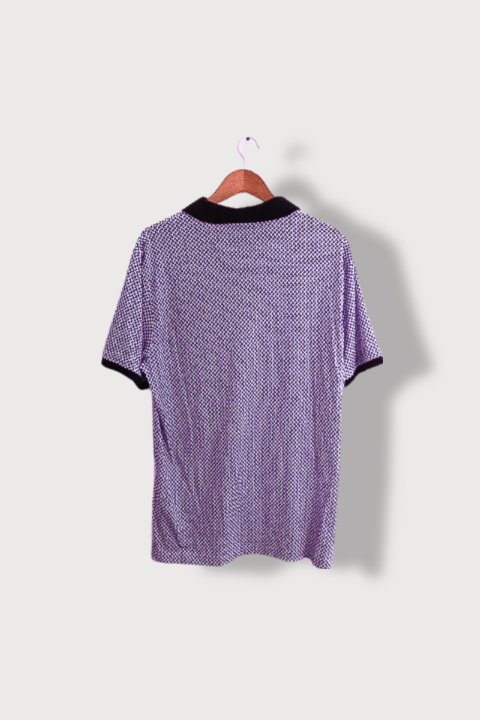 Vintage Bugatti mens geometric pattern blue polo shirt L