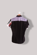 Vintage mens Yves Enzo black checkered medium slim fit short sleeve shirt